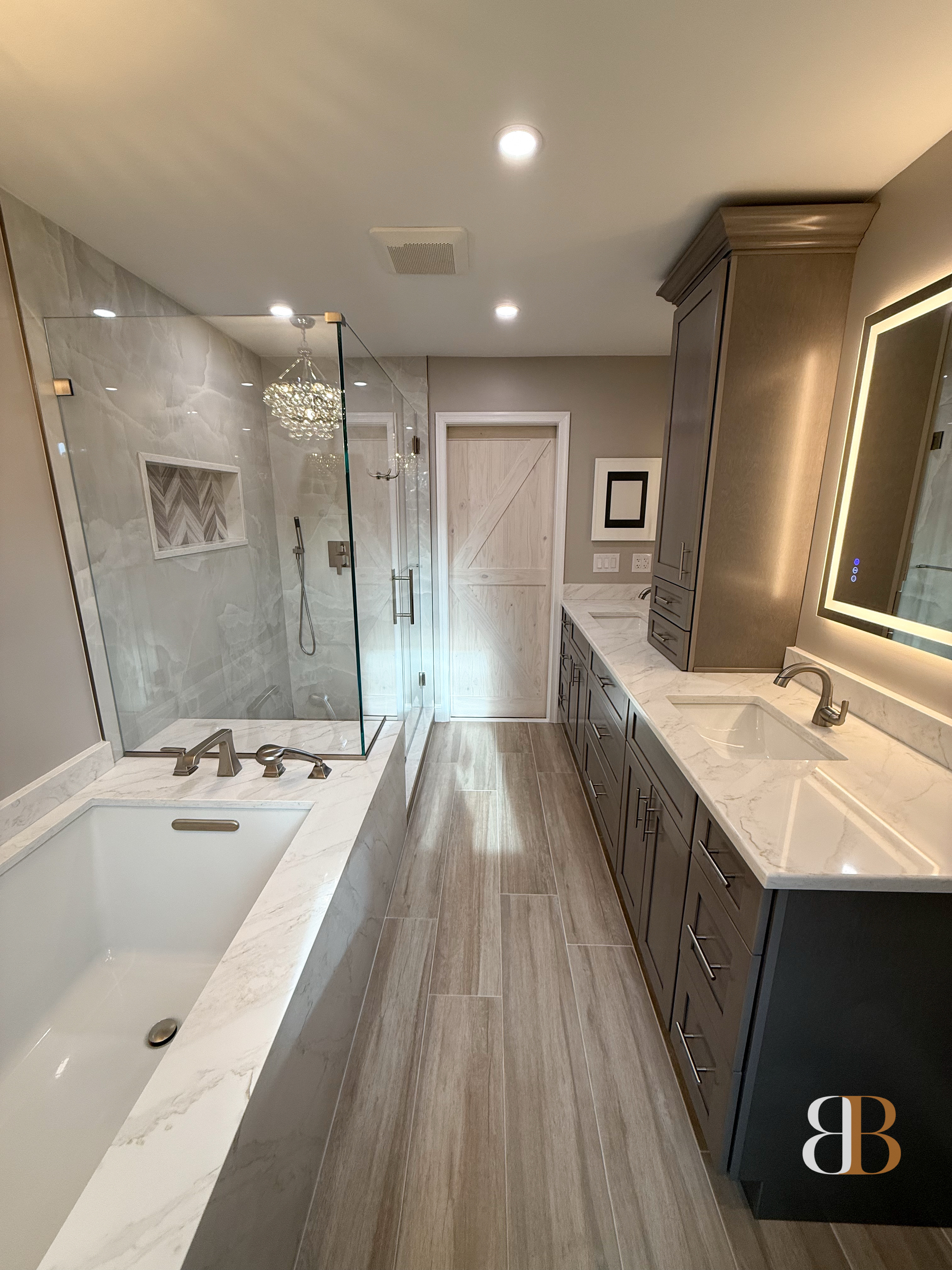 Luxury spa master bathroom renovation by B&B Associates Creations, Ambler PA